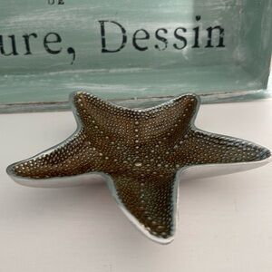 Mariposa Golden Brown Enamel on 100% Recycled Aluminum Starfish Tray from Mexico